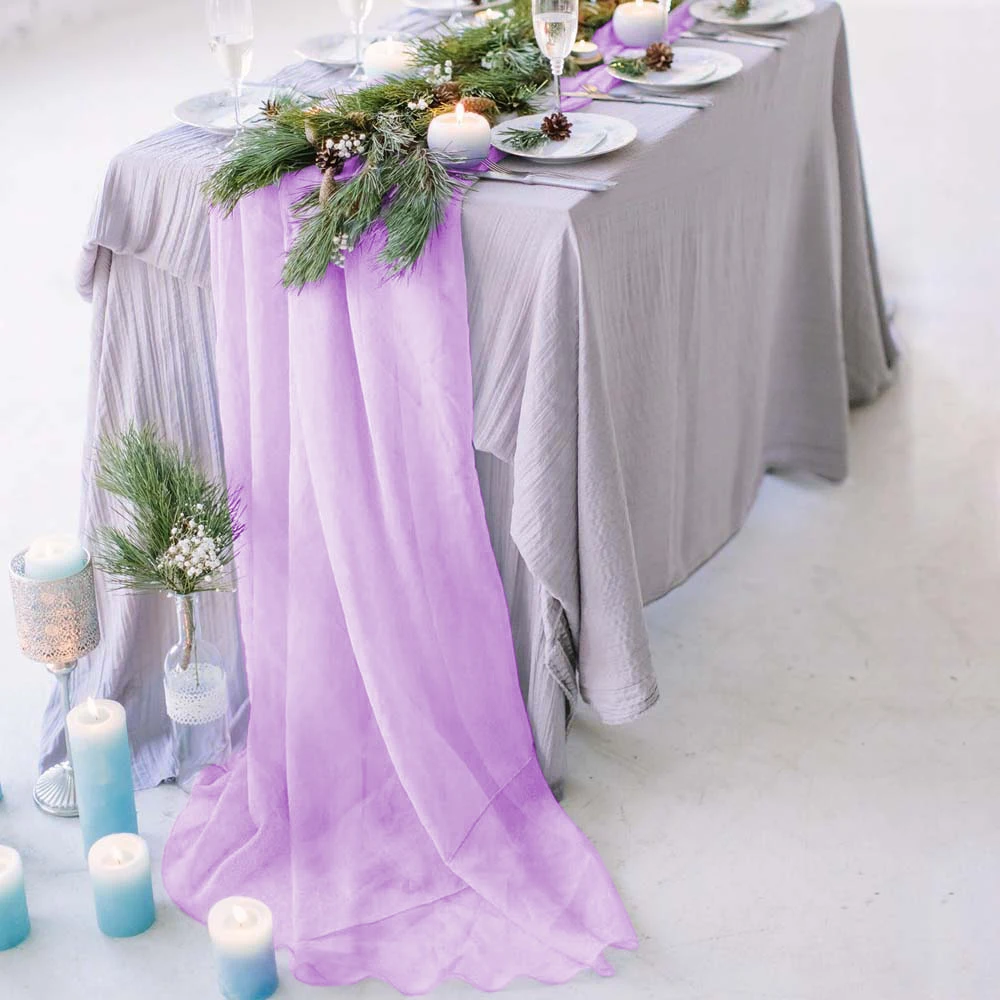 Organza Table Runner Wedding Party Backdrop Decoration DIY Sheer Scarf  Wedding Tulle Chiffon Table Cover Event Party Decor