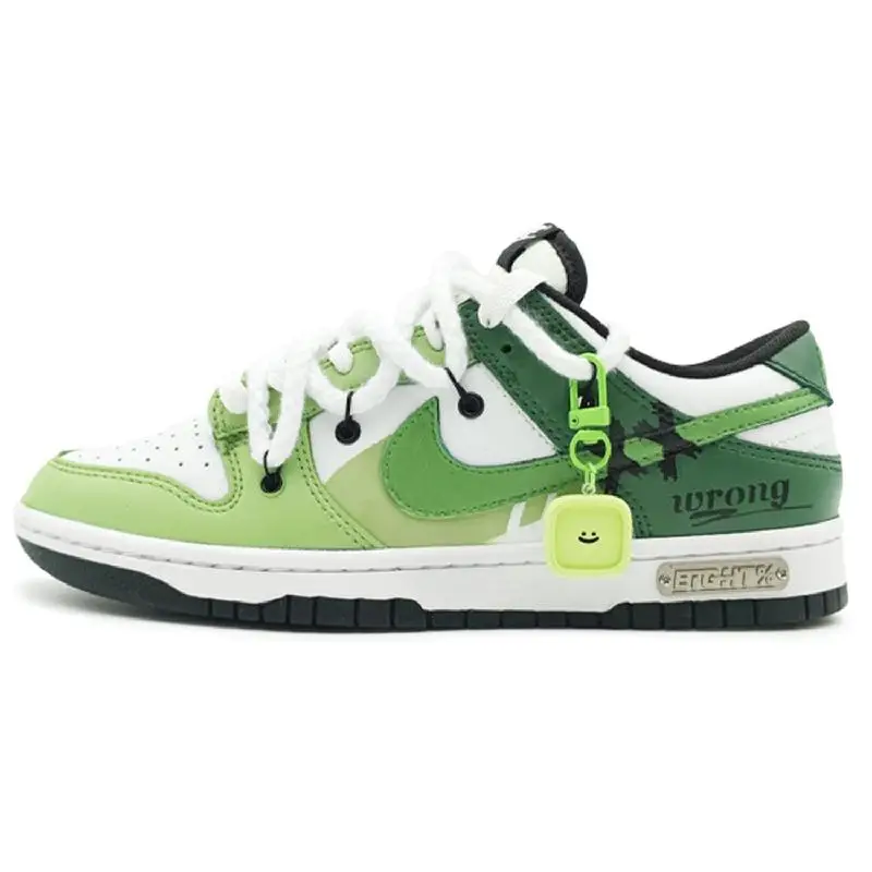 

【Customize】Nike Dunk Skateboarding Shoes Unisex Low-top White/green/yellow Sneakers shoes DD1391-100