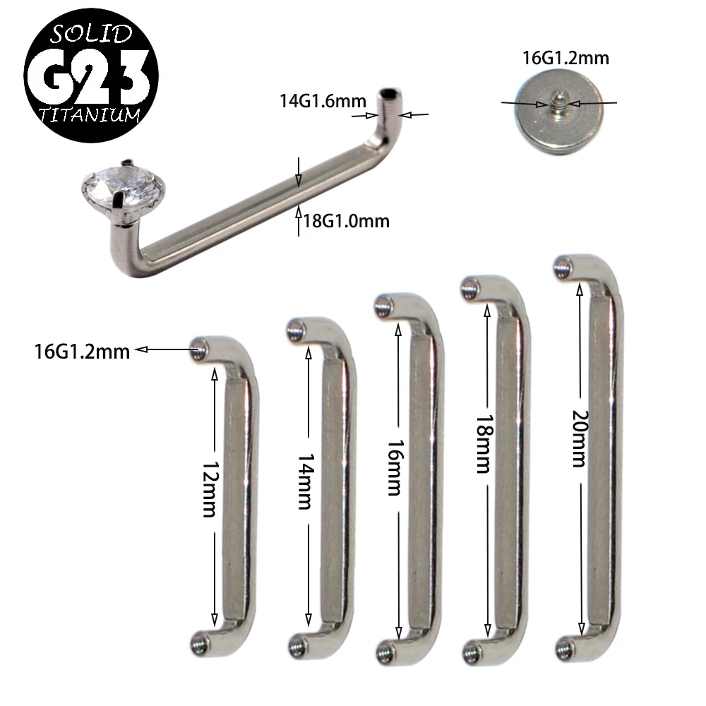 Titanium Microdermal Surface Piercing Barbells with CZ Crystal