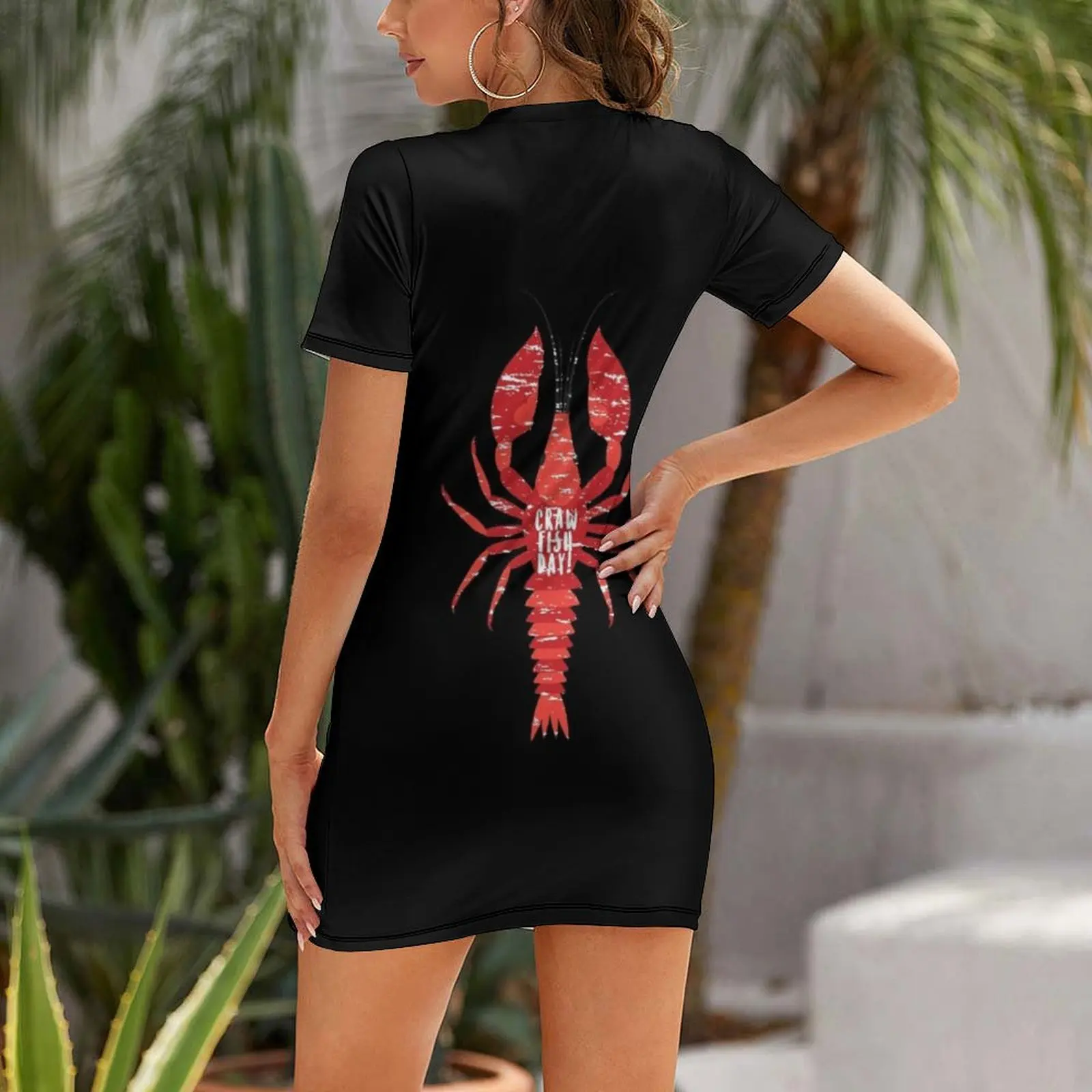 Crawfish Day Cajun Boil Mudbug Festival Short Sleeved Dress party dress women elegant luxury Women long dress