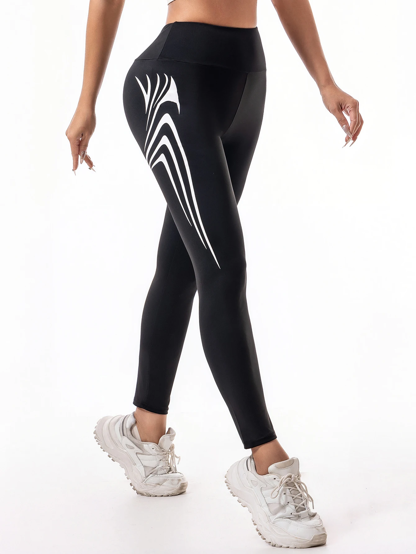 Ice silk thin leggings women's outerwear quick-drying high-waisted versatile striped sports and fitness tight petite 9-inch trou