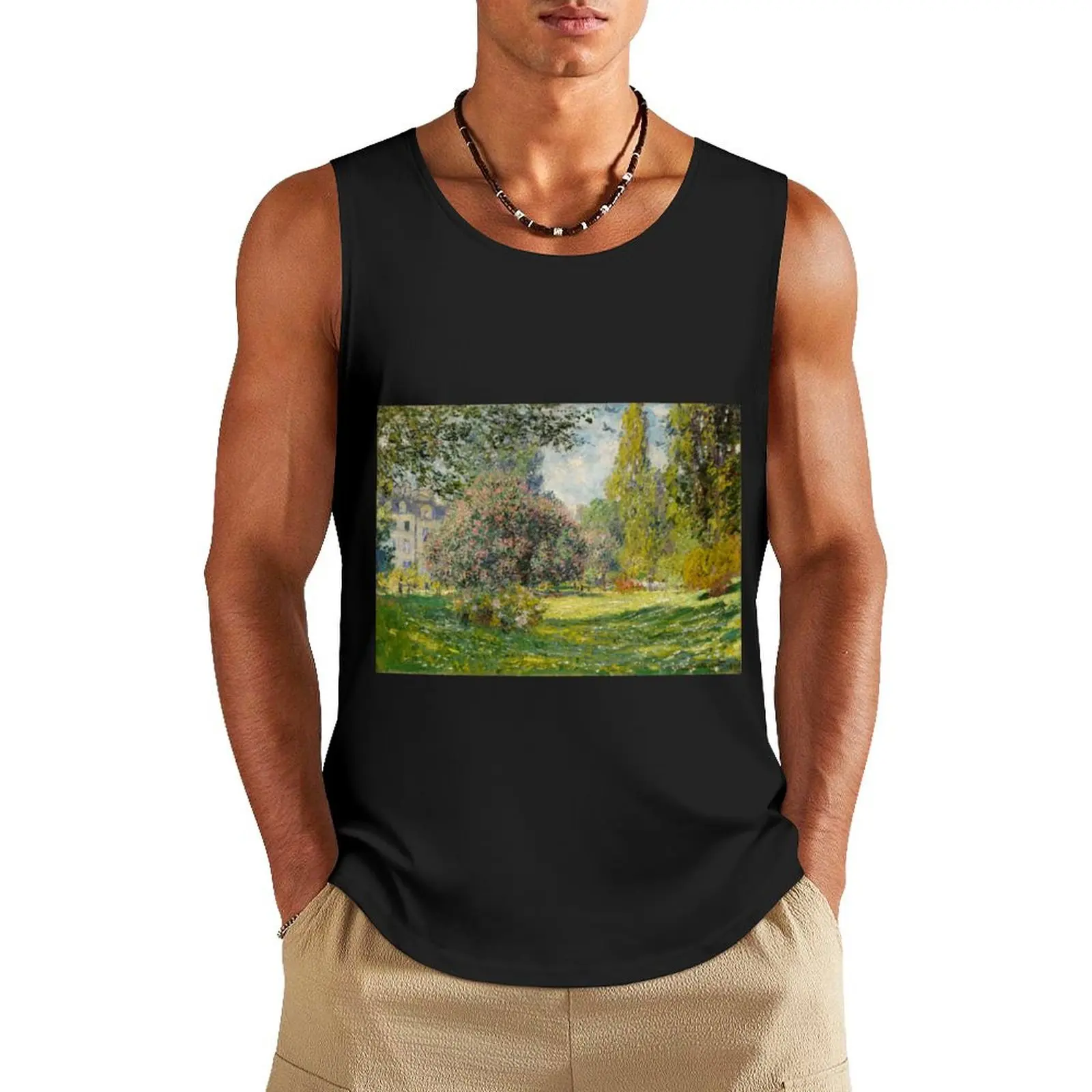 The Parc Monceau - Claude Monet Tank Top T-shirt male anime gym