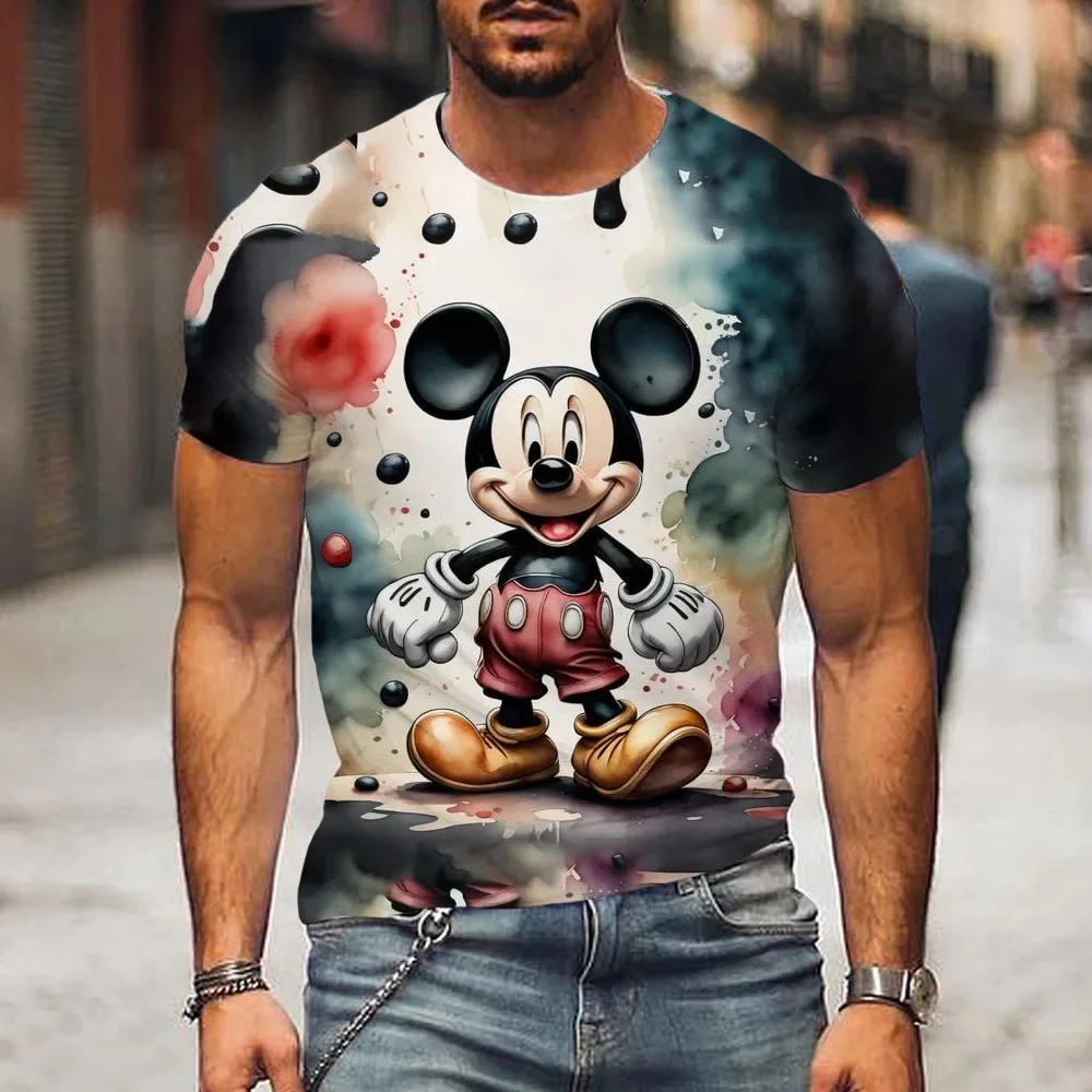 New Mickey Mouse T-shirt Fashion Disney 3D Printing Men's T-shirt Loose Casual Boys Girls Short Sleeve Disney Clothing