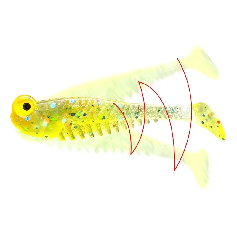 Isca luminosa macia da pesca, isca artificial do silicone para o robalo, wobbler, swimbaits, 5.5cm, 1.2g, 10 pcs/lot