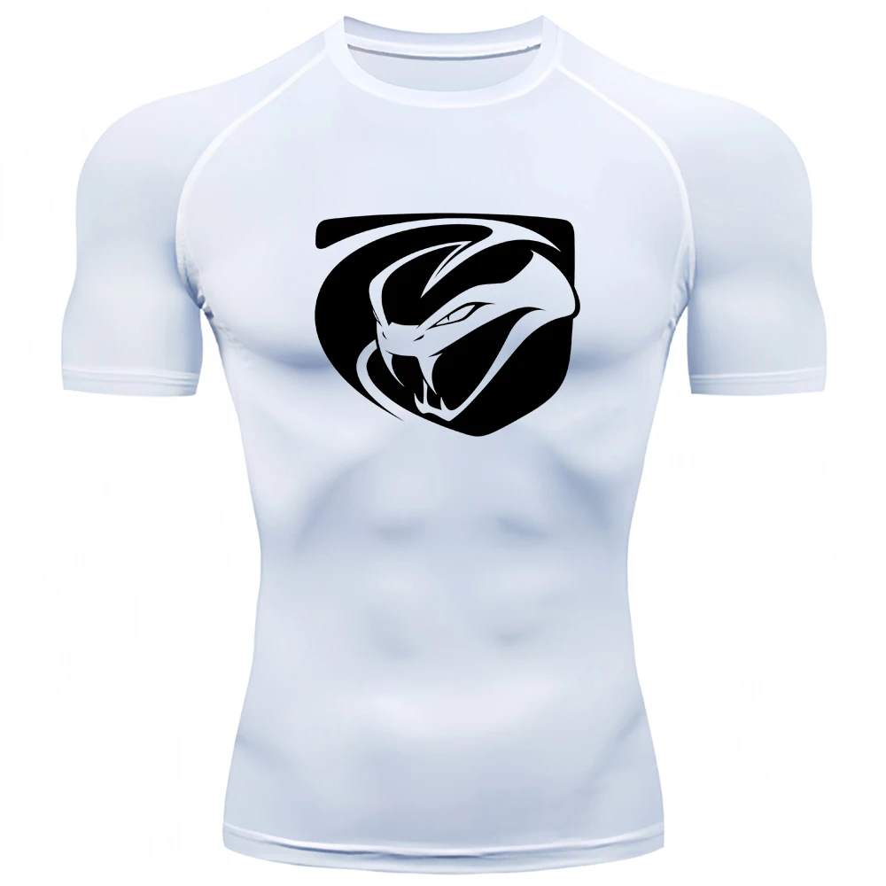 Viper Graphic Compression Shirts Men Summer Short Sleeve Rash Guard Gym Workout Tshirt Athletic Quick Dry Baselayer Undershirts