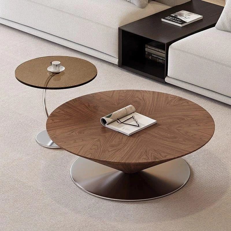 

Modern minimalist floating UFO solid wood coffee table, Nordic small apartment spinning top, living room
