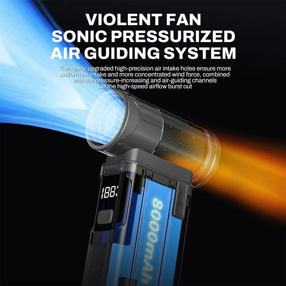 

Violent Fan 900000 RPM Powerful Air Blower Vacuum Dust Cleaner Type-C Charging Strong Winds 55m/s Brushless Turbo Jet Blower