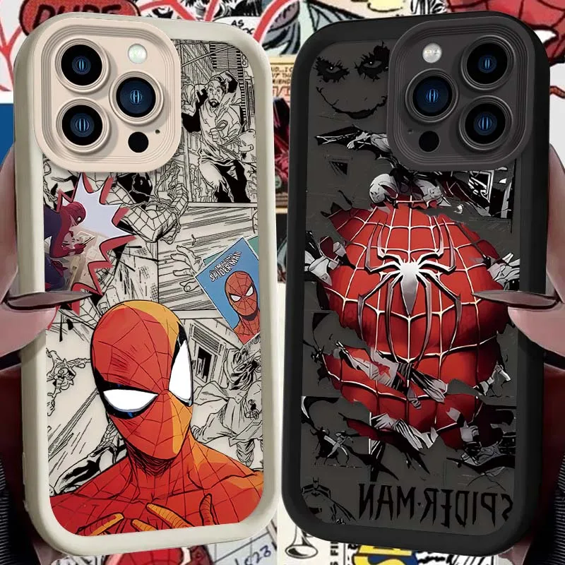 Cool Marvel Spider Man Silicone Case For iPhone 16 15 14 13 12 11 Pro Max X XS X S Max XR SE 2020 7 8 Plus iphone16 Soft Cover