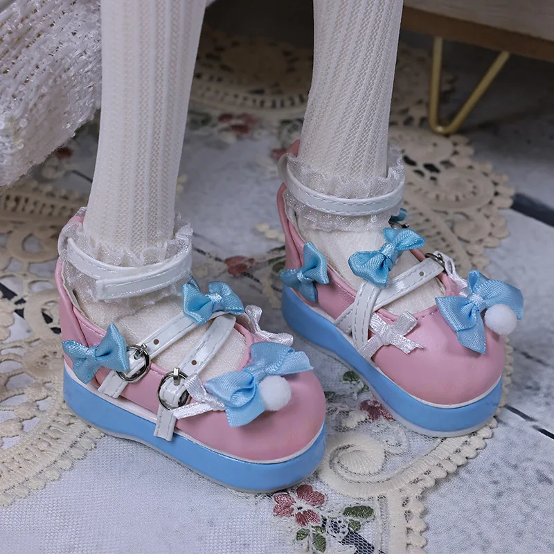 

BJD Doll Shoes Suitable for 1/3 size Cute Doll Shoes Sweet Bow Pink Blue Doll Accessories
