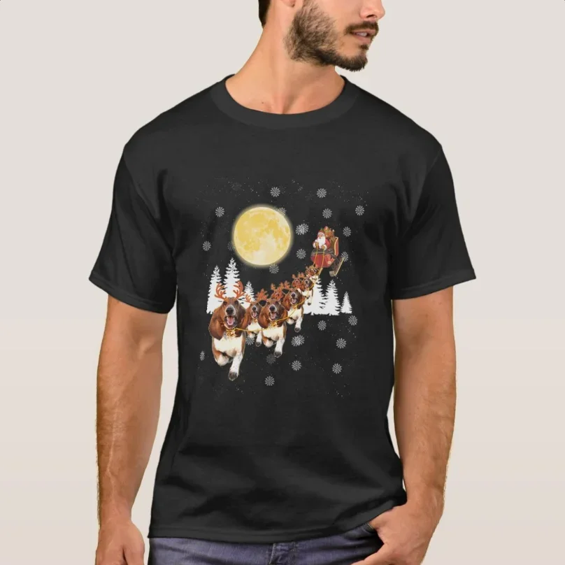 

Basset Hound Dog Santa Sleigh Christmas Dog Lovers Gift T-Shirt. Summer Cotton Short Sleeve O-Neck Unisex T Shirt New S-3XL