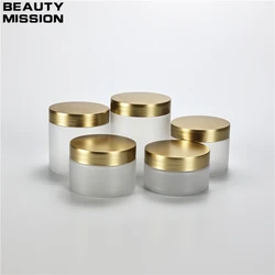 100G 120G 150G 200G 250G X 20 Empty Frosted Translucent Plastic Jar With Gold Screw Lid Cosmetic Facial Cream Hair Pomade Pots