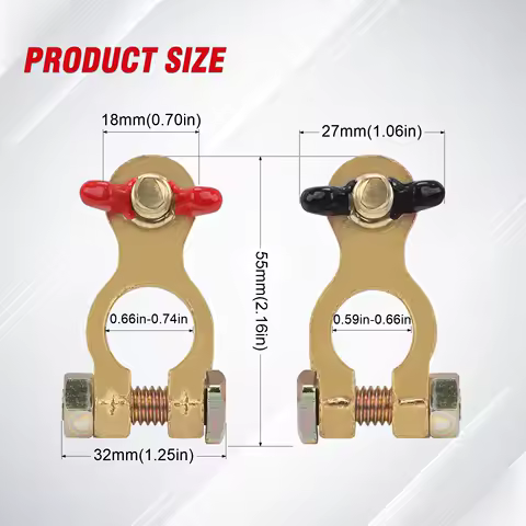 Car Truck Boat Caravan CNSPEED Battery Terminals Solid Brass Clamps Connectors with Quick Release for RV Motorbike