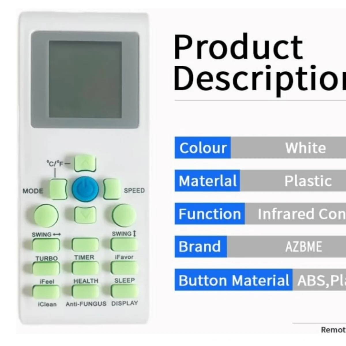 Replacement AC Remote Control for AUX YKRP/002E YKR-P/002E YKR-P/003E ASW-H12A2INV