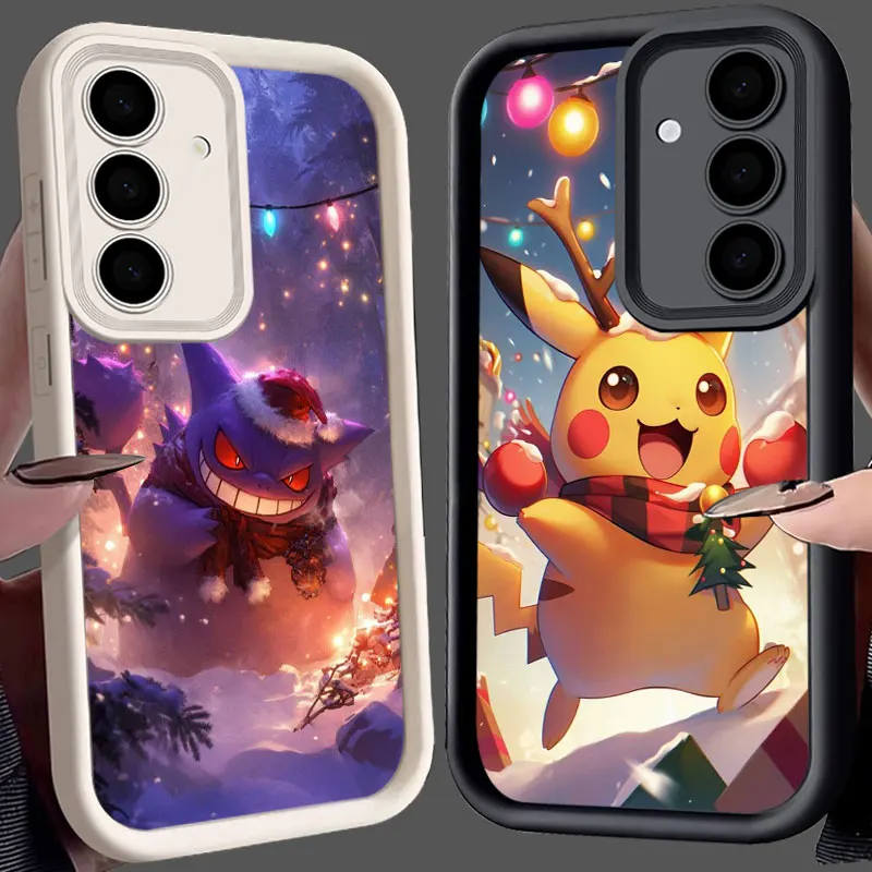 Christmas Pokemons Soft S25FE Phone Case For Samsung Galaxy S25 S24 S23 S22 S21 S20 FE Ultra 5G Plus Note20 Gengar Pikachu Cover