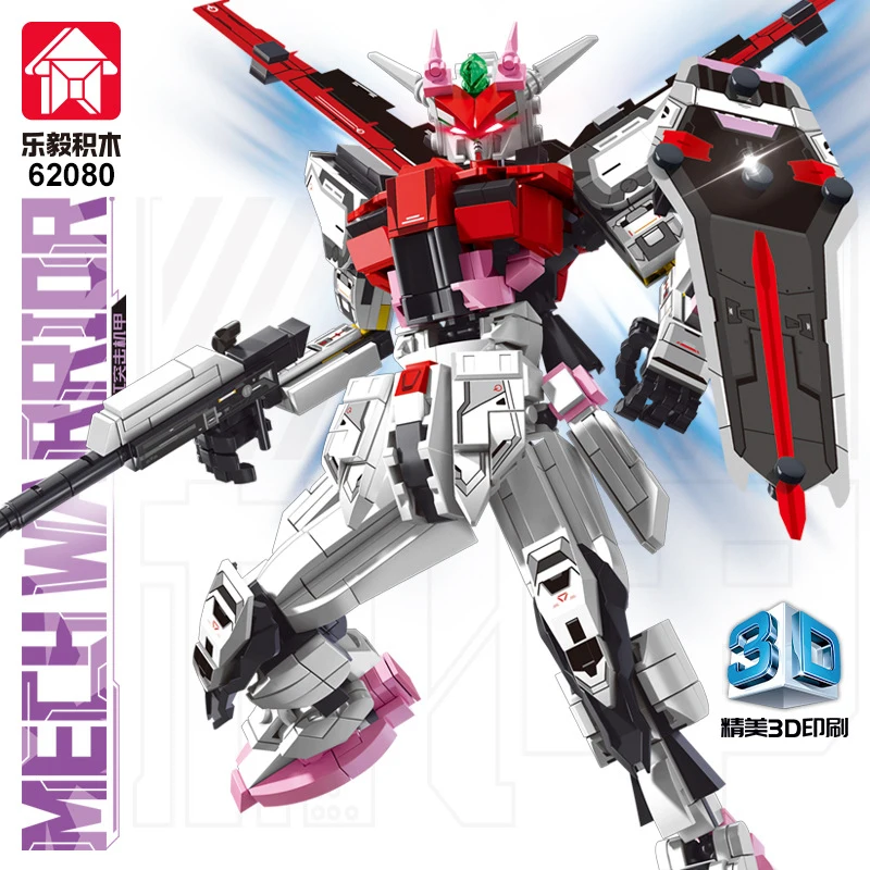 LEYI Mech Warrior Bricks, Futuristic Winged Mecha Assembly Kit with 3D Printing, Cool Collectible Ornament view 2