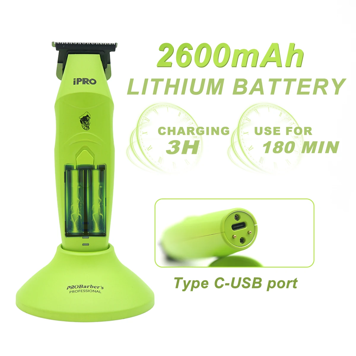 Trimmer for Men Salon Grade DLC Blade T-Blade Zero Gapped 7200RPM 7.5W with Base Charger Professional Hair Cutting Machine