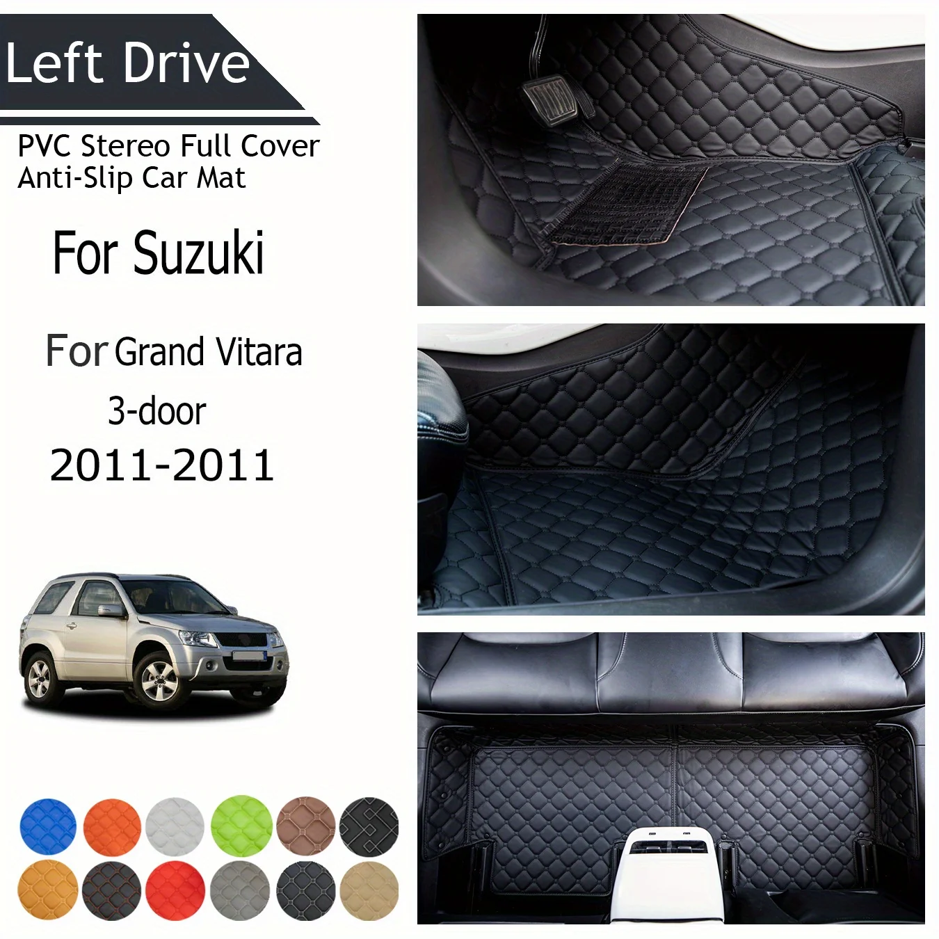 TEGART 【LHD】For Suzuki For Grand Vitara 3-door 2011-2011 Three Layer PVC Stereo Full Cover Anti-Slip Car Mat Car Floor Mats