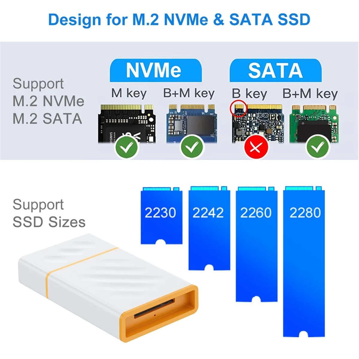 ABJZ tipo C y USB3.1 10Gbps M.2 NVME/SATA SSD caja SSD M2 SSD caja de disco duro externo para 2230 2242 2260 2280 SSD