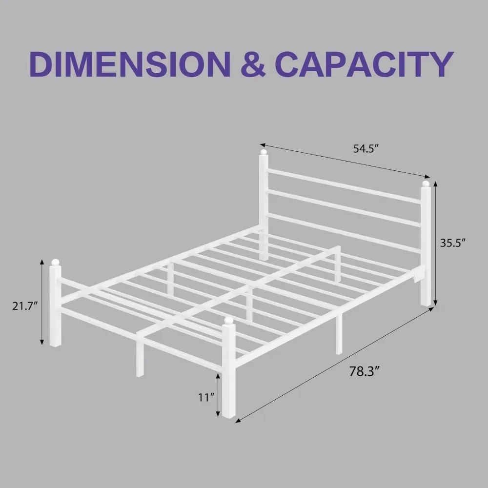 Bed Frame with Headboard and Footboard,Heavy Duty Steel Slats Support Metal Bed Frame