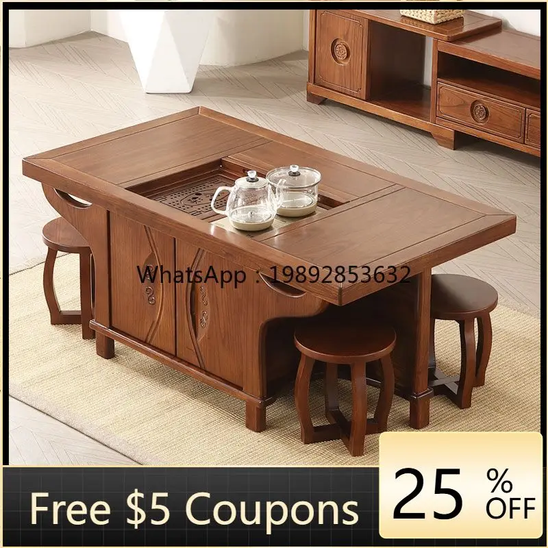 

1LYY Coffee Table Living Room Tea Table Set New Chinese Style Tea Table Integrated Home Storage Multi-functional Dual-use Tea