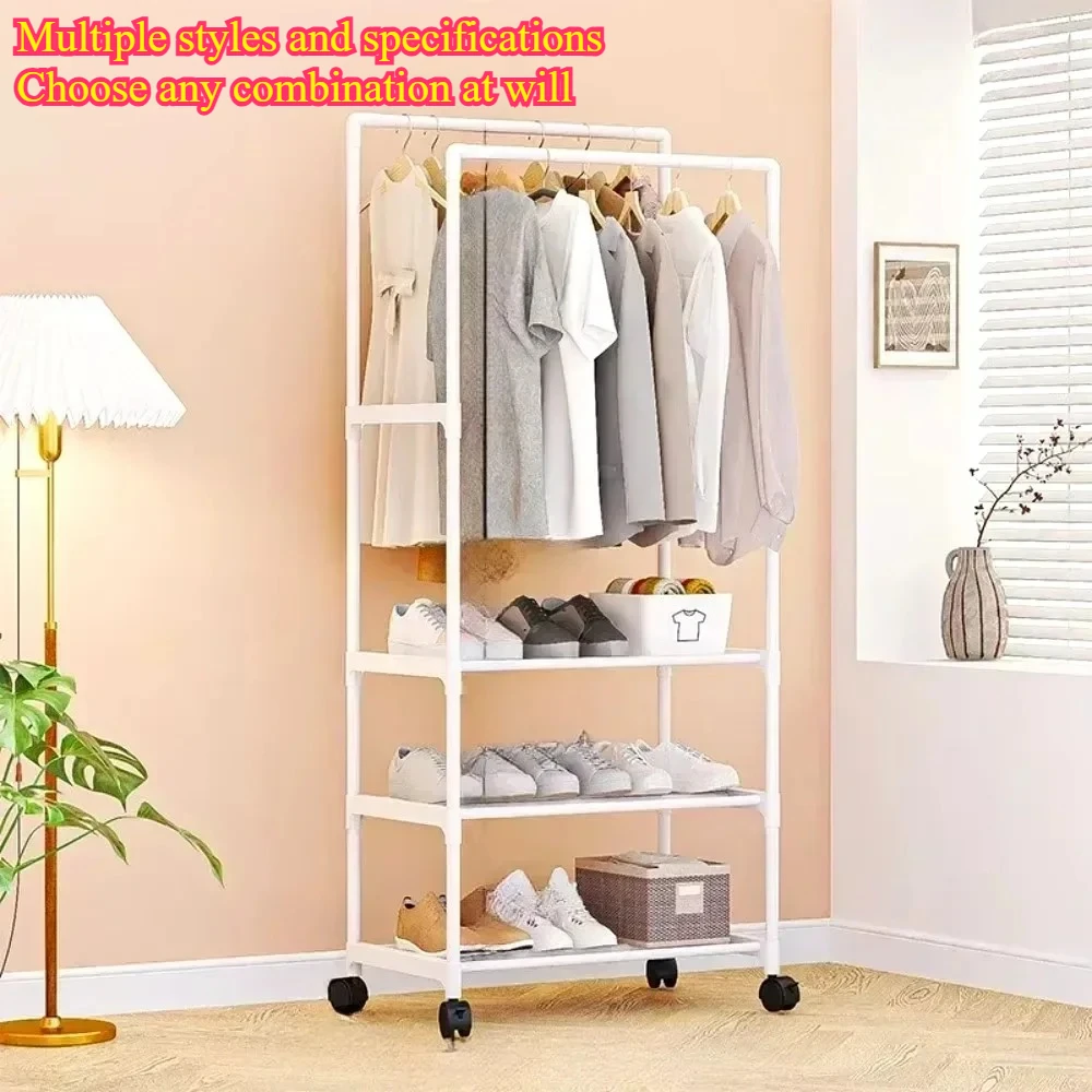 Dual Pole Clothes Hanger Multifunctional Vertical Storage Rack Household Clothes Hanger Bedroom Large Capacity Clothes Hanger