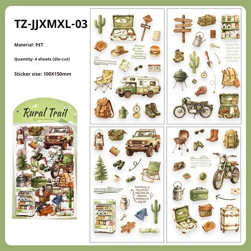 JIANWU Vintage Reizen Leven Landschap Materiaal Collage Scrapbooking PET Sticker Creatief DIY Dagboek Kantoorartikelen