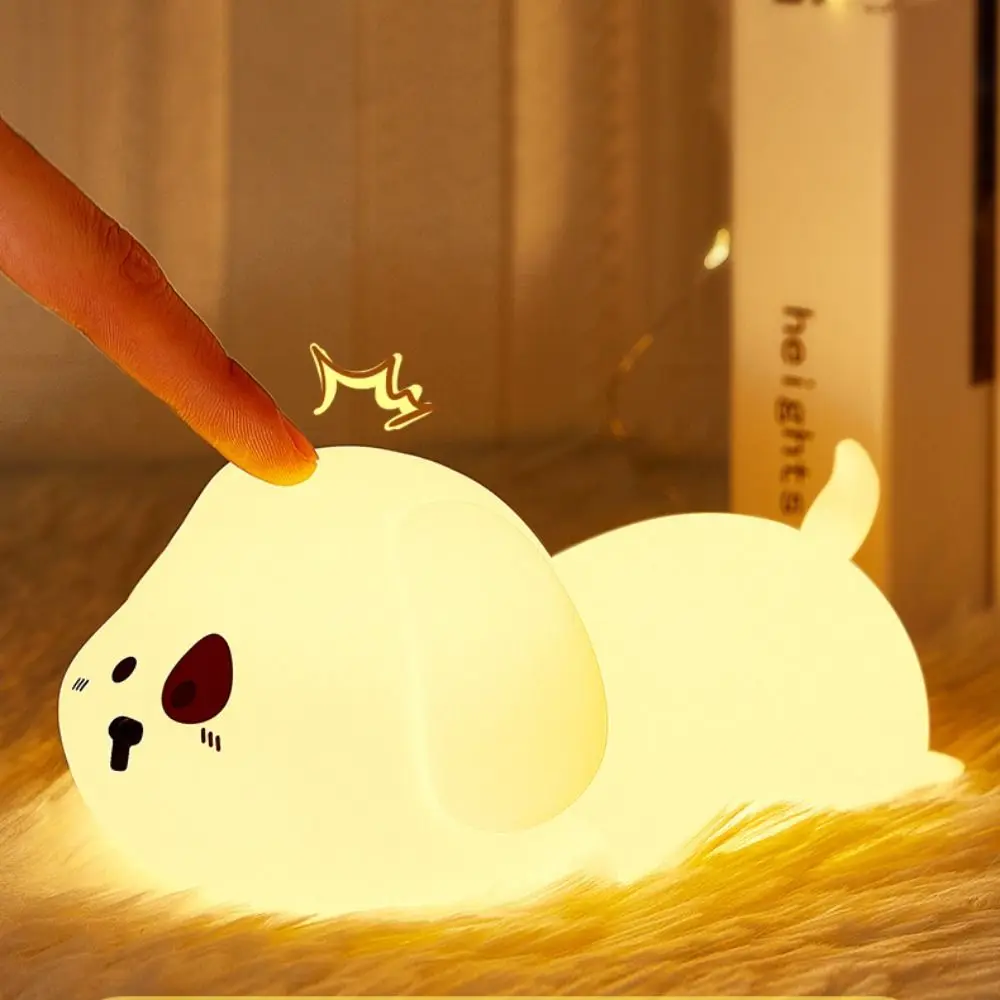 Veilleuse LED en silicone avec capteur tactile pour chiot, lampe de table douce et mignonne, chargement USB, lampe de chevet créative, fête