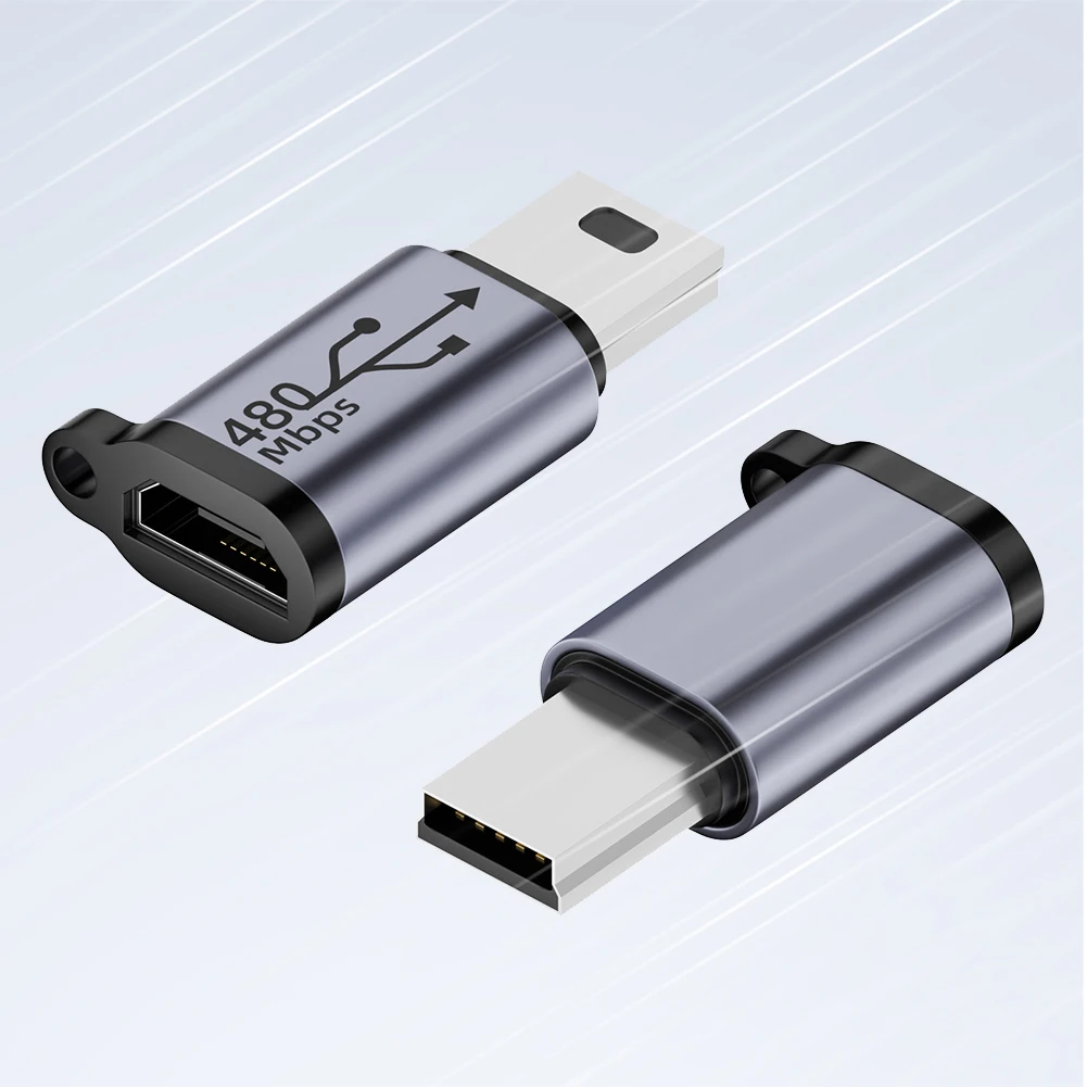 

2Pcs Micro USB Female To Mini USB Male Adapter 480Mbps Micro USB Female To Type C/Mini USB Connector 18W for Phone/Tablet/PC