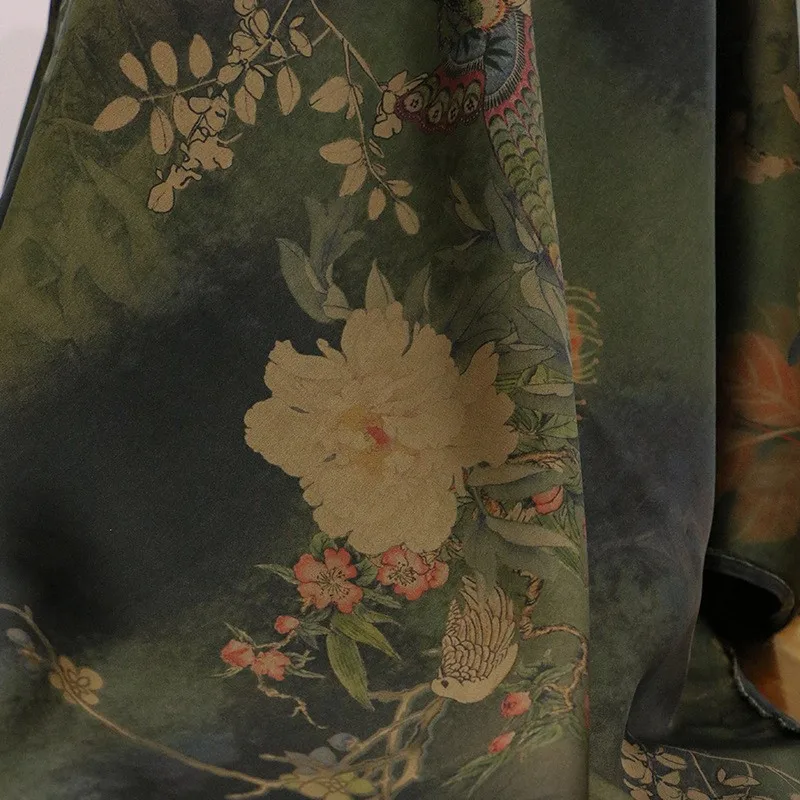 A heavyweight silk double-sided satin printed intangible cultural heritage Xiangyunsha fabric set made of ramie