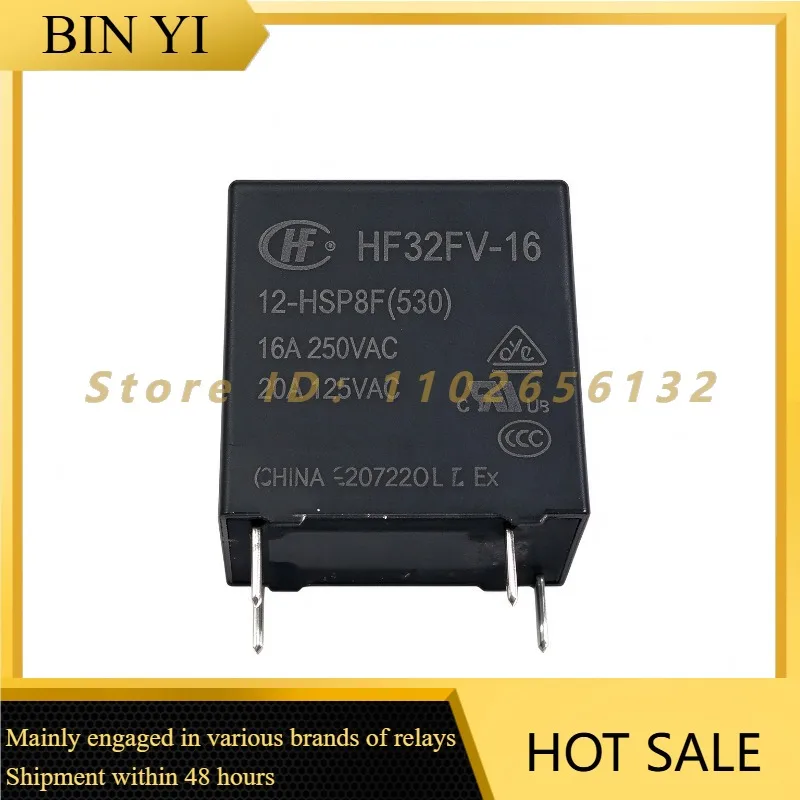HF32FV-16 12-HSP8F(530) 12VDC Power Relay 4Pin 16A 250VAC PCB Mount Relay
