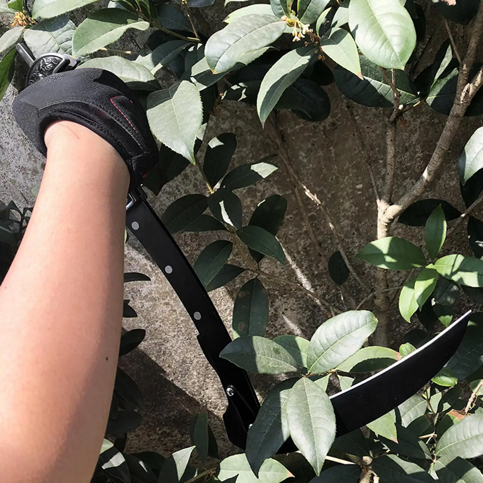 Black Sharp Folding Sickle Scythe Brush Cutter with Sheath for Trimming Pruning Plants