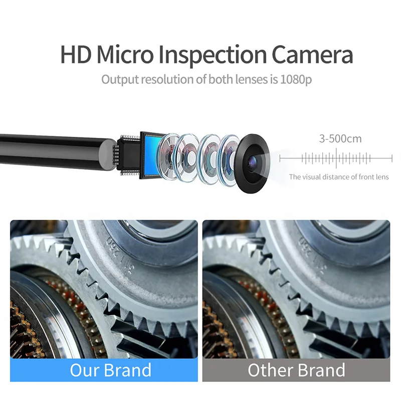 Wireless Endoscope Wi-Fi Industrial Borescope with 6 LED Lights 5.5MM Waterproof IP67 Inspection Camera For Iphone Android