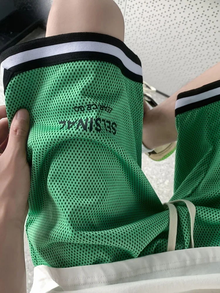 

Ice Silk Loose Fit Baskeall orts Men's Summer Thin Breathable Training Sports Pants Casual Straight Leg Five-Quarter Length