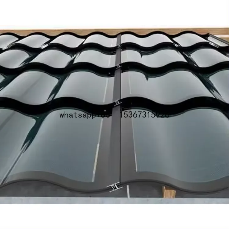 300W CIGS Thin film photovoltaic power generates double glass shingle panel BIPV solar roof tiles package solar panel