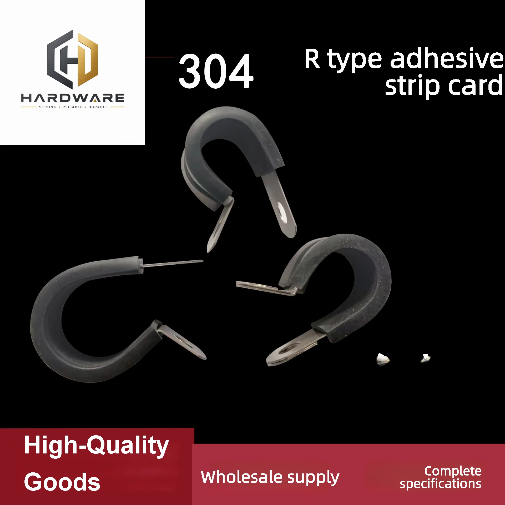 5PCS 304 Stainless Steel Rubber-Lined R-Type Clamp — Vibration-Damping Pipe Clip, Rubber-Lined Mounting Bracket, Wire Clamp
