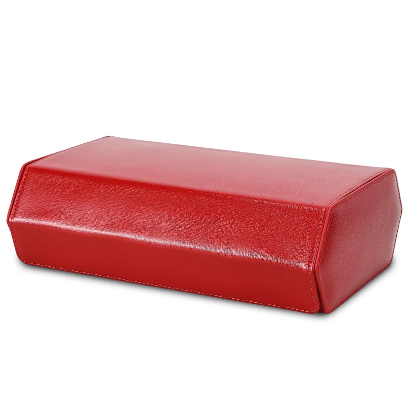 Caja de almacenamiento de reloj mecánico de ocho posiciones de piel de vaca con patrón cruzado, caja de regalo portátil de viaje de cuero genuino