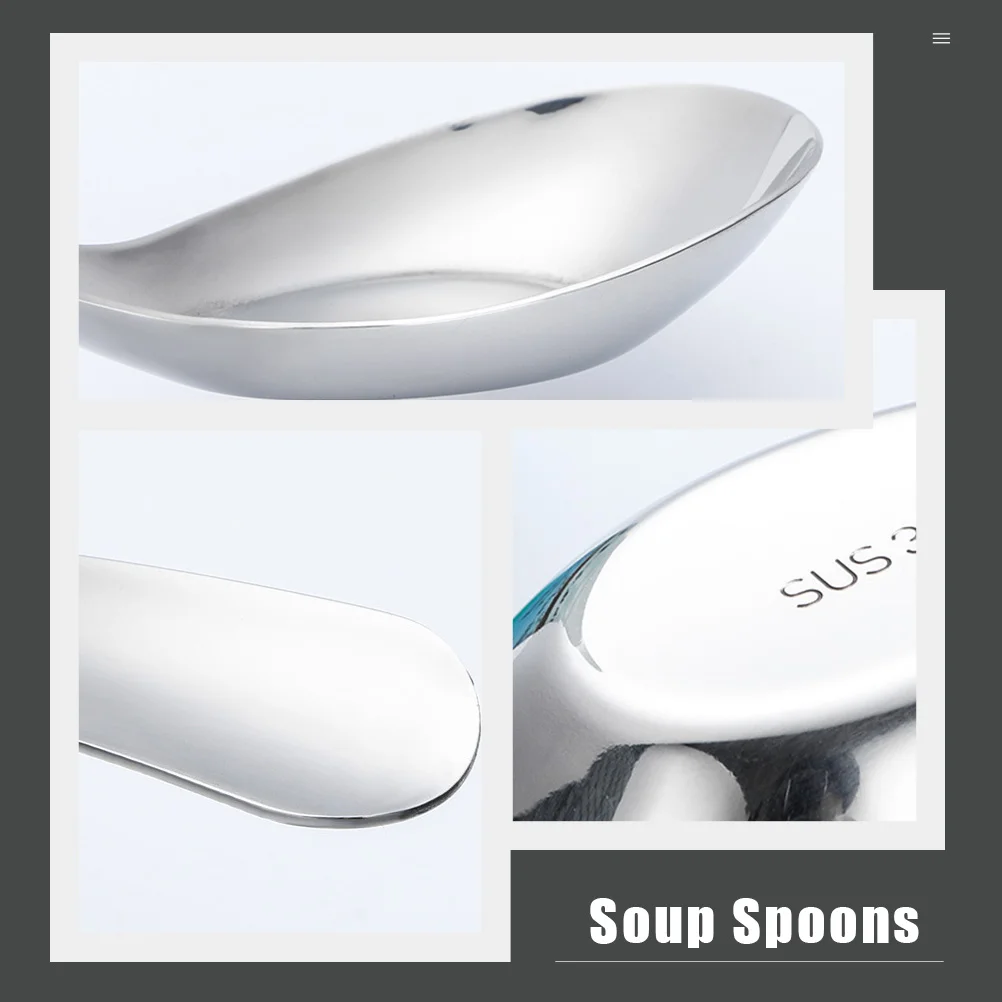 2Pcs Stainless Steel Soup Spoons Durable Meal Spoon for Restaurant Tableware Convenient Rice Scoop Elegant Dining Solution