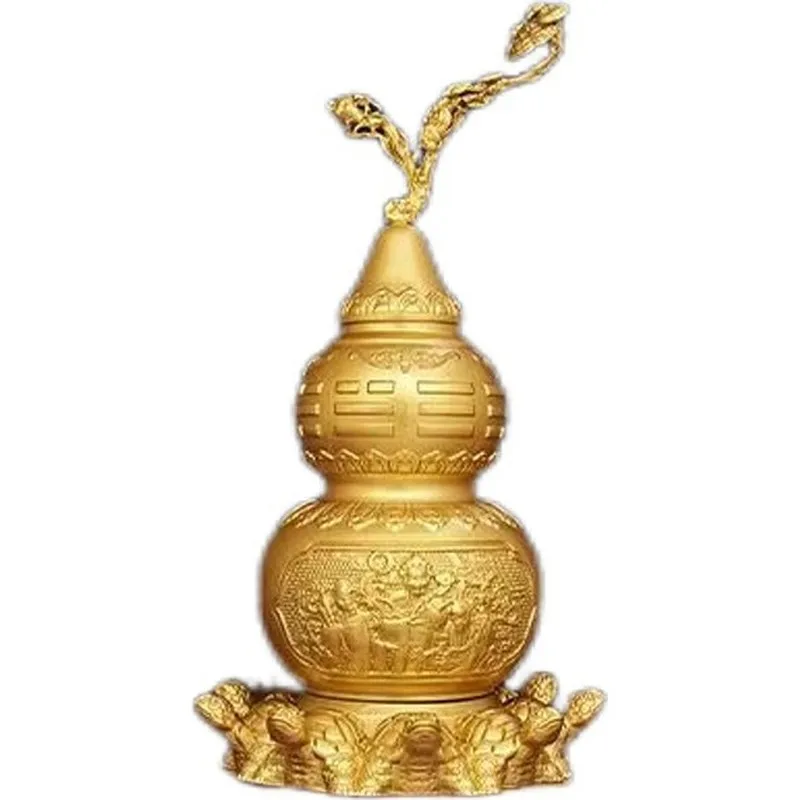 Tianyi Nine Turtles Bronze Ornament, Brass Eight Trigrams Openwork Gourd Decoration, Home Decor