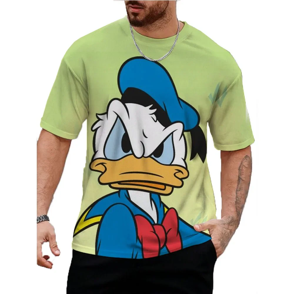 Summer Fashion Disney Donald Duck Print Hip Hop Men T-shirt Trendly Casual Personality Printing Tees Harajuku Street O-neck Tops