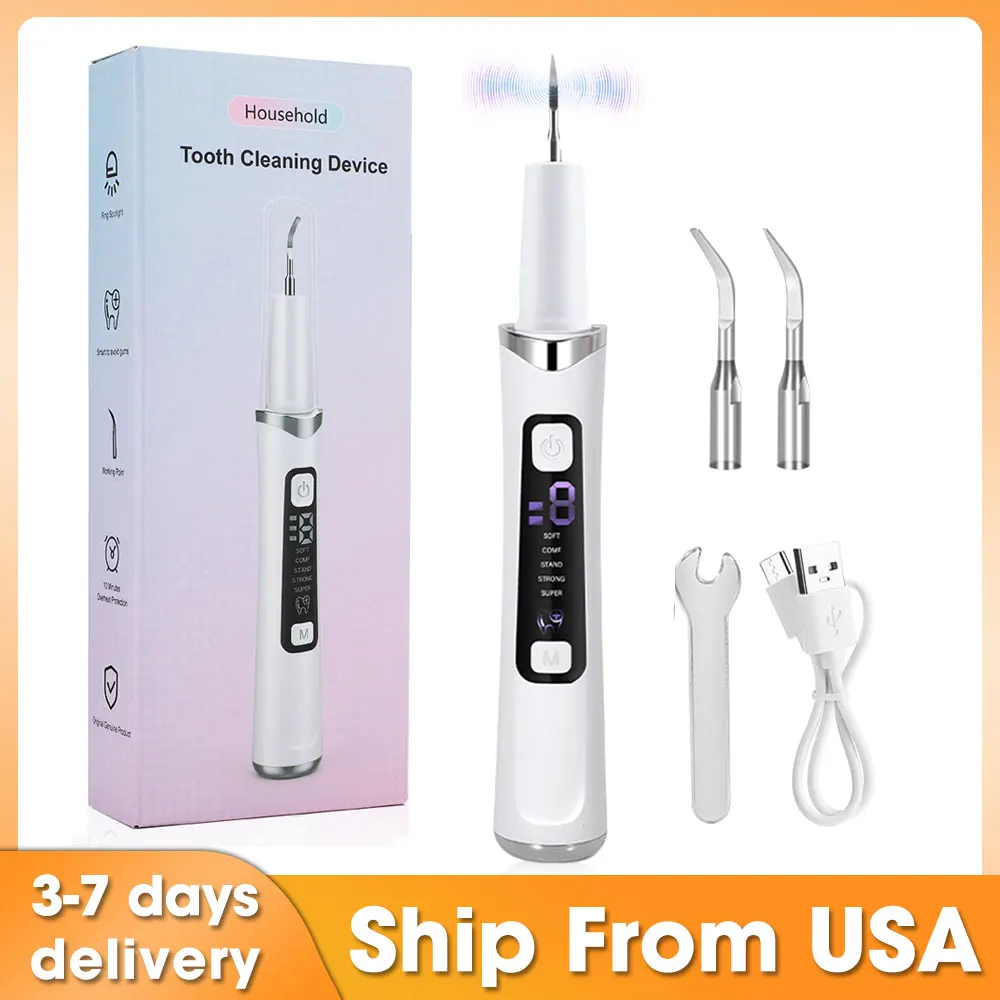 

5 режимов ультразвуковой стоматологический скалер 37 кГц вибрация глубокая очистка зубов средство для удаления зубного камня инструмент для ухода за полостью рта с 2 сменными головками