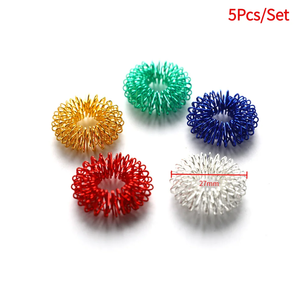 5Pcs/Set Finger Massager Ring Acupressure Figure Massager Relax Finger Hand Care Tool.