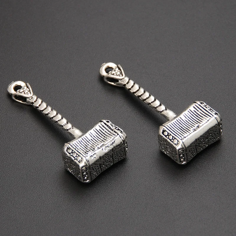 4pcs Silver Color 42x17mm Hammer Charms Hardware Tool Pendant For DIY Handmade Metal Alloy Jewelry Making Accessories image 2