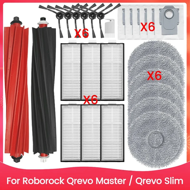 

27PCS Brush Dust Bag Filter And Mop Cloth Set For Roborock Qrevo Master Qrevo Slim Vacuum Cleaner Replacement Parts