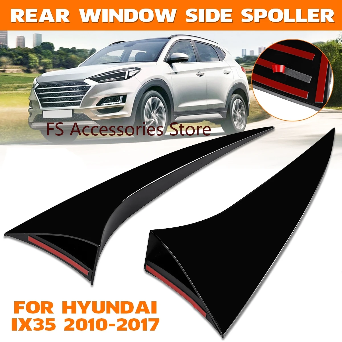 Glänzend Schwarz Für Hyundai ix35 2010-2017 Auto Heckscheibe Seitenspoiler Canard Canards Splitter