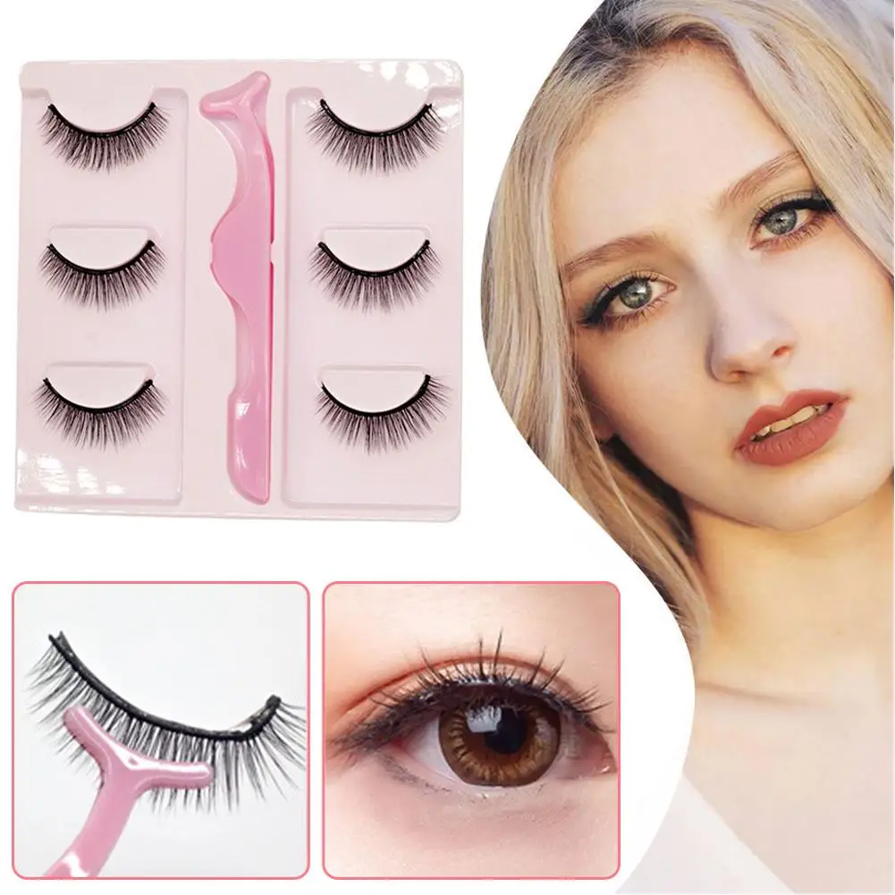 3 Pairs Long Section Real Mink False Eyelashes Thick Tools Extension Lashes Lashes Eyelash Fake Supplies Beauty C3s3