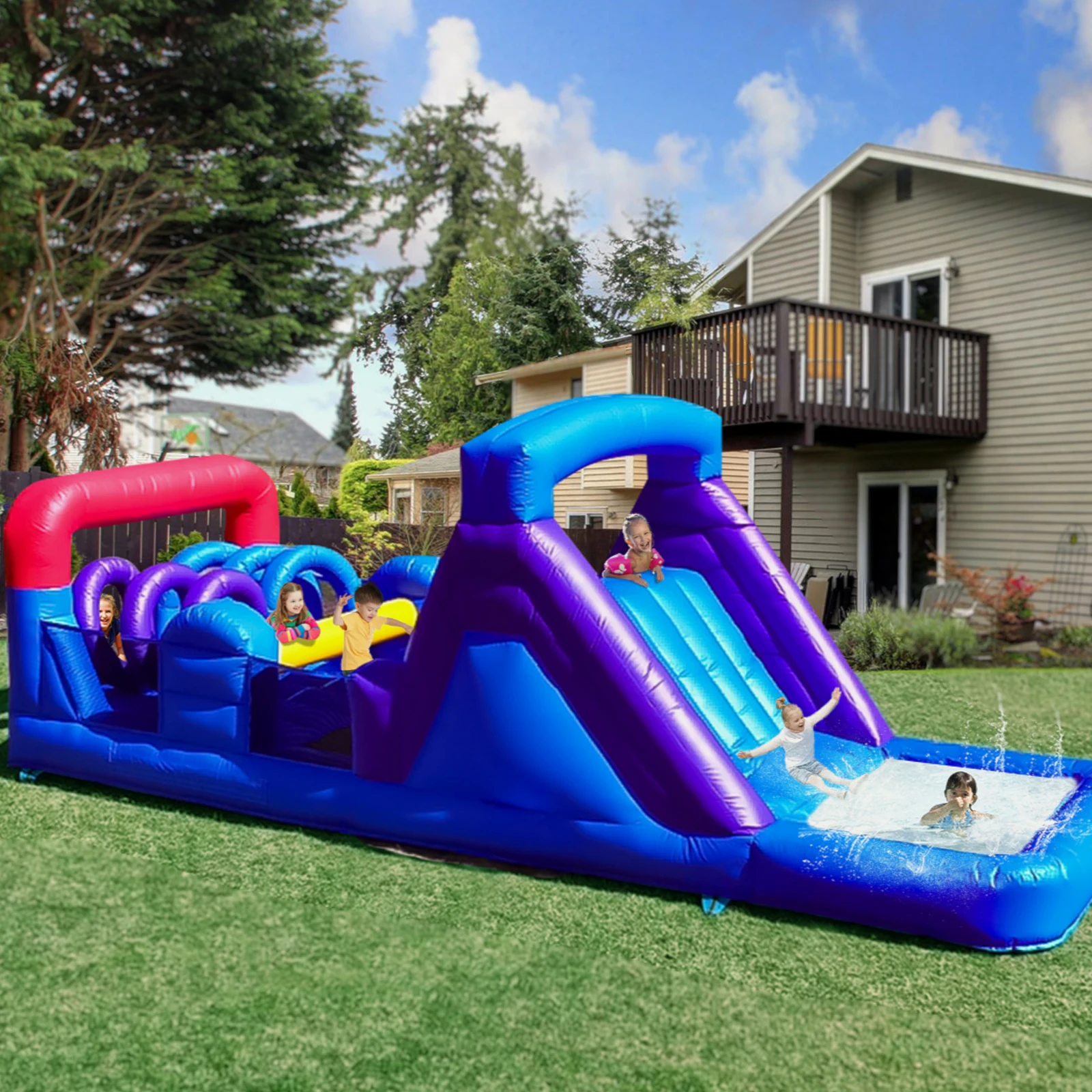 Château gonflable Commercial de maison de rebond de cours d'obstacles de PVC de 6.7m pour la aire de jeux pour enfants de fête d'enfant, jouets pour enfants
