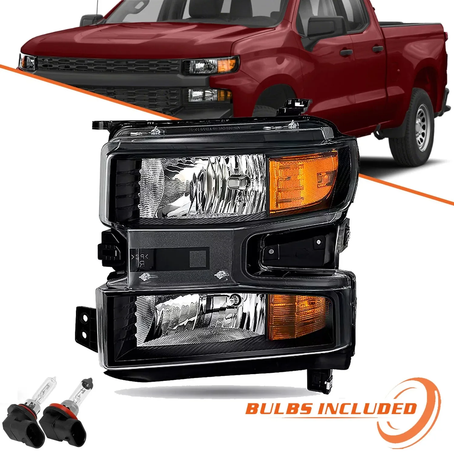 

Halogen Headlight w/o LED For 2019-2021 Chevy Silverado 1500 Headlamp Left Side