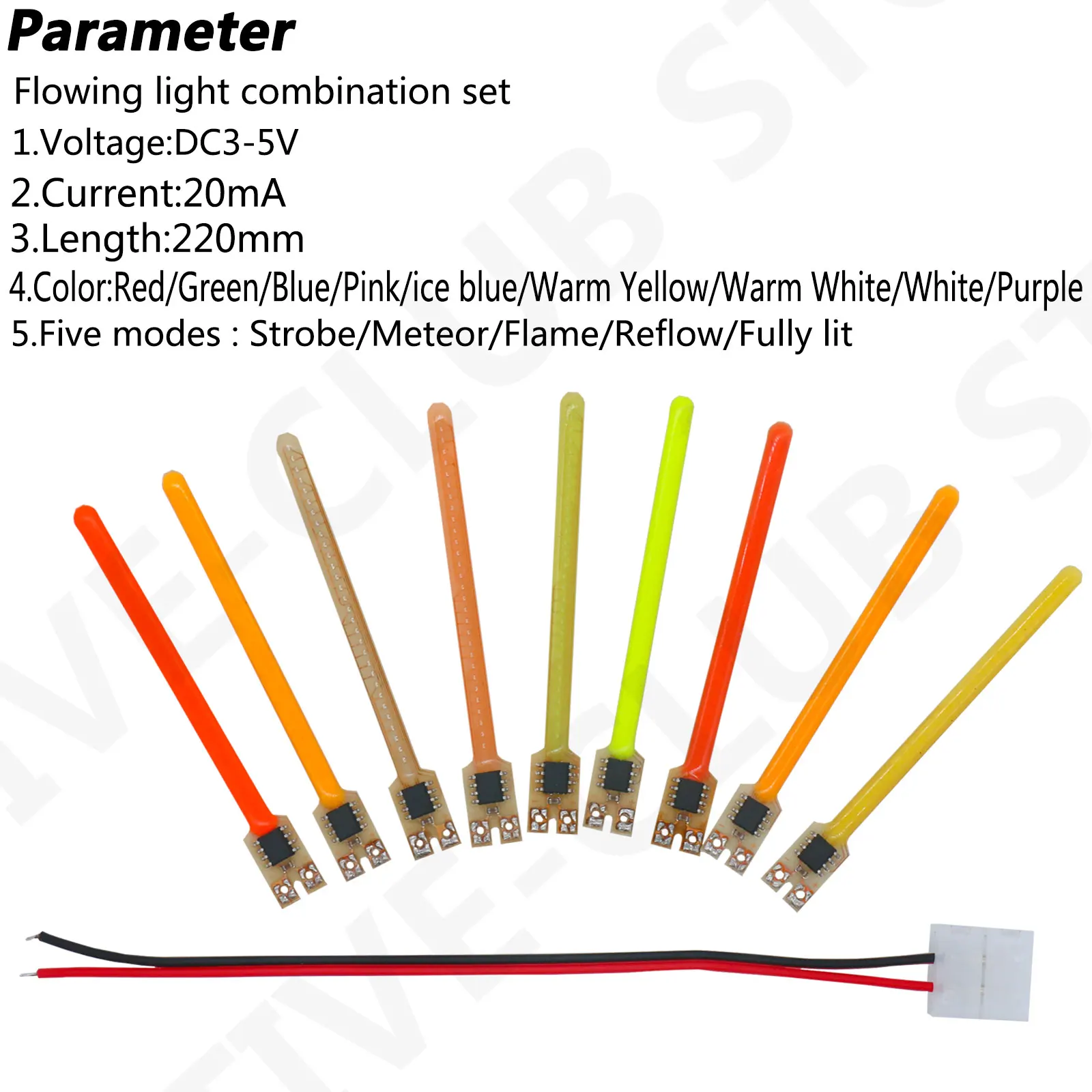 20 Sets COB-Streamer-Lichterketten DC3-5V 20mA Kombinationsset, Eisblau und verschiedene Farben, DIY-Atmosphäre-Partydekoration – Detail 4