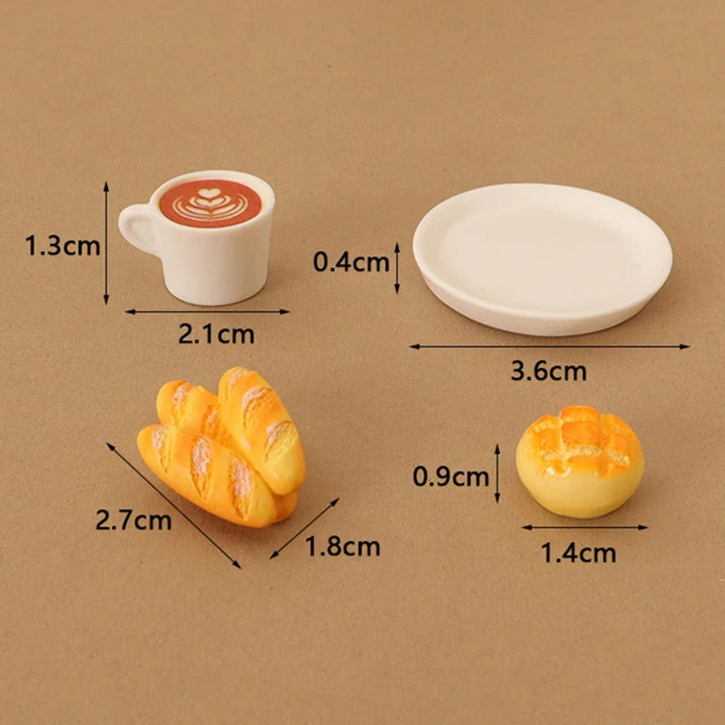 Dollhouse Simulation Mini Bread Coffee Miniature Food Play Resin Model DIY Scene Small Accessories