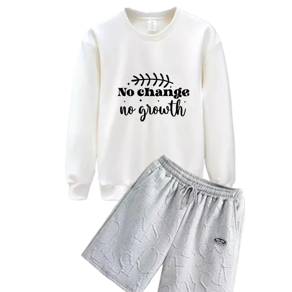

2025 Men's Long Sleeve shorts T-Shirt+shorts A straw print Set for Autumn And Winter Casual Wear Breathable and Warm suits